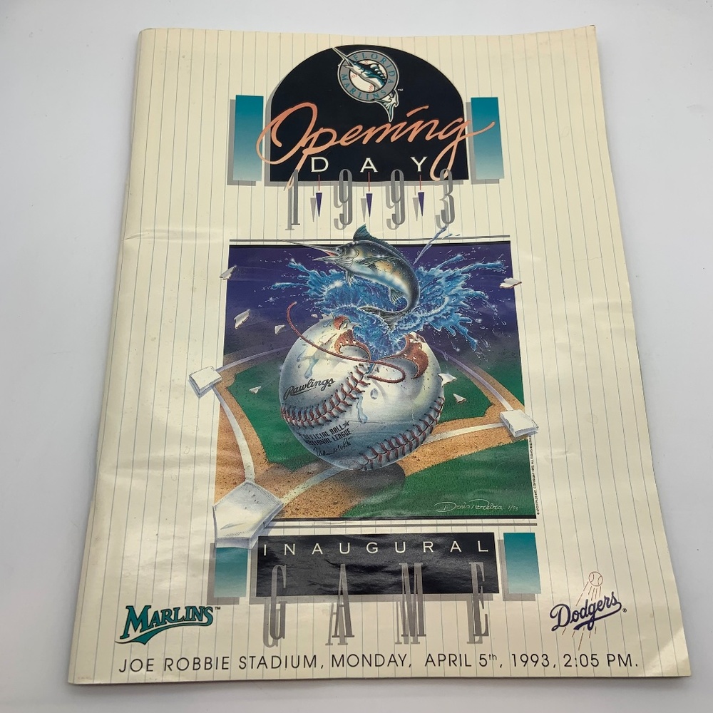 Vintage Florida Marlins Opening Day 1993 Inaugural Game Souvenir Booklet
